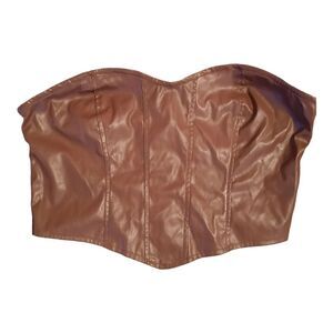 SHEIN Zip Back Bandana Hem PU Leather Tube Top